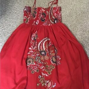 Woman’s size 1X fun and flirt spaghetti strap summer Red Floral Dress